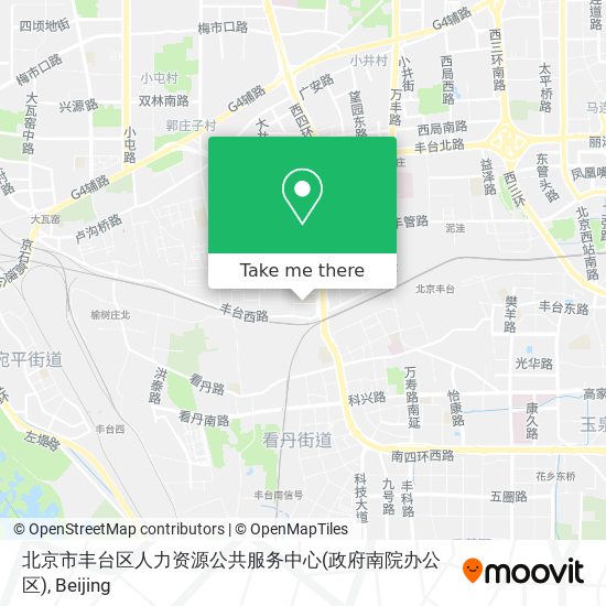 北京市丰台区人力资源公共服务中心(政府南院办公区) map