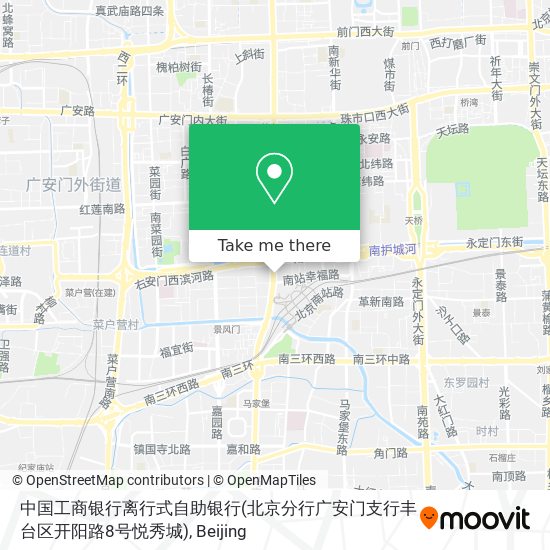 中国工商银行离行式自助银行(北京分行广安门支行丰台区开阳路8号悦秀城) map