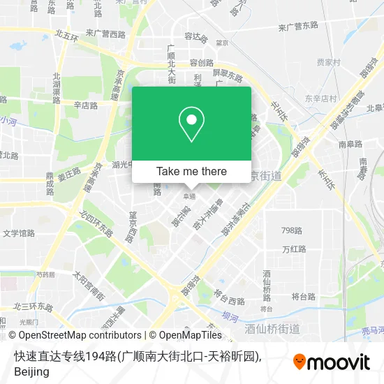 快速直达专线194路(广顺南大街北口-天裕昕园) map