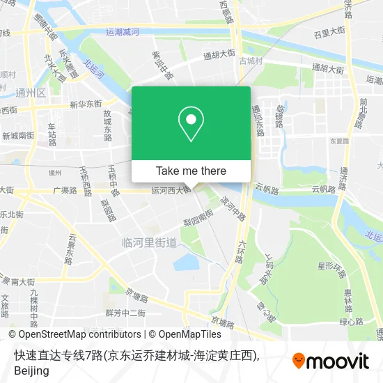 快速直达专线7路(京东运乔建材城-海淀黄庄西) map