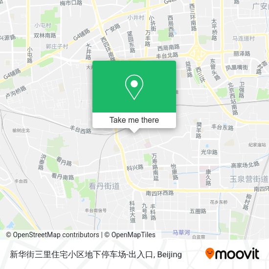 How To Get To 新华街三里住宅小区地下停车场 出入口in 丰台街道by Bus Or Metro