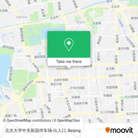 北京大学中关新园停车场-出入口 map