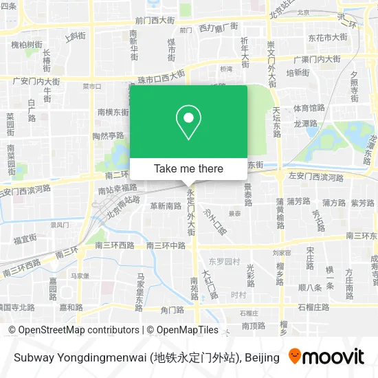 Subway Yongdingmenwai (地铁永定门外站) map
