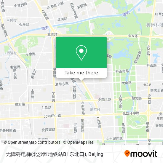 无障碍电梯(北沙滩地铁站B1东北口) map