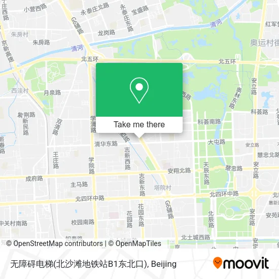无障碍电梯(北沙滩地铁站B1东北口) map