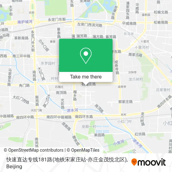 快速直达专线181路(地铁宋家庄站-亦庄金茂悦北区) map
