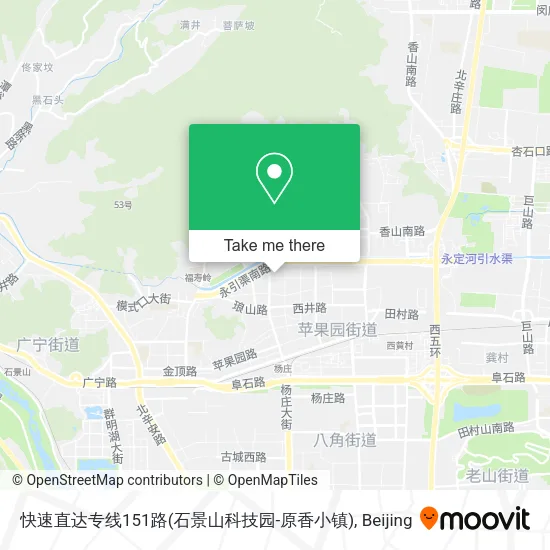 快速直达专线151路(石景山科技园-原香小镇) map
