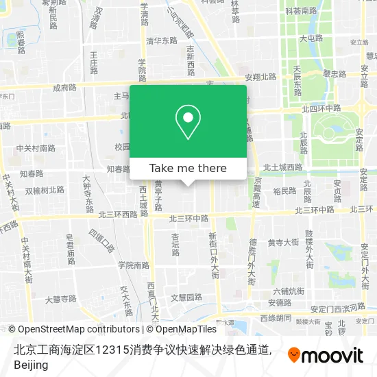 北京工商海淀区12315消费争议快速解决绿色通道 map