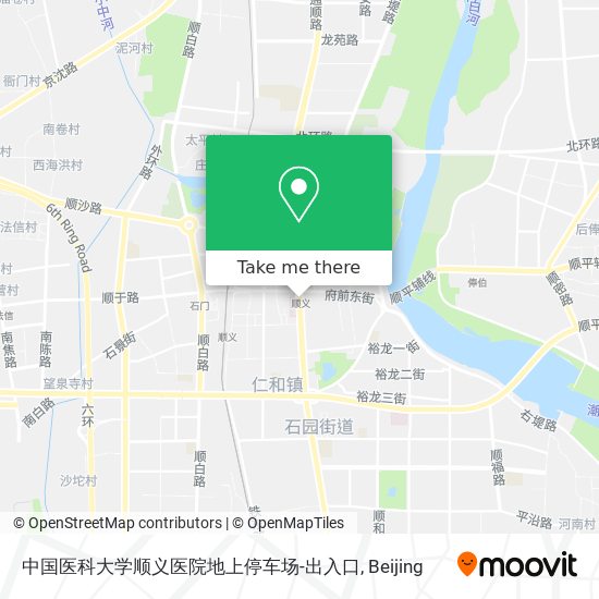 中国医科大学顺义医院地上停车场-出入口 map
