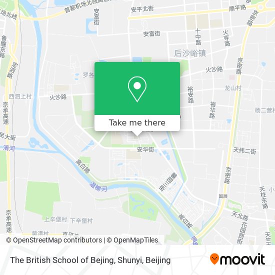 The British School of Bejing, Shunyi map