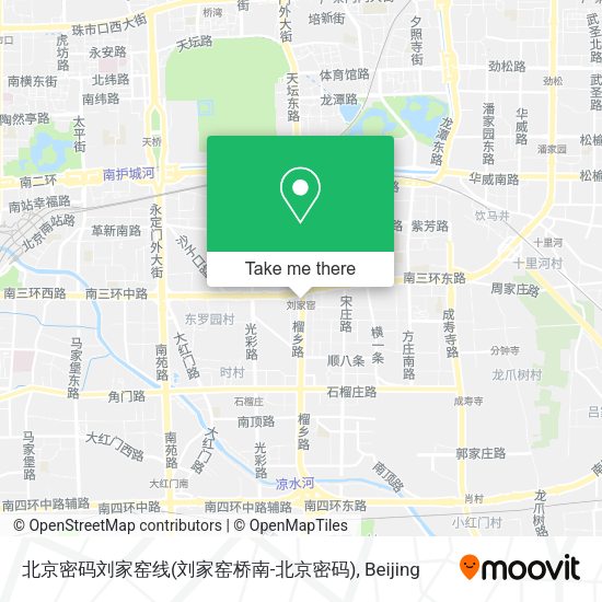 北京密码刘家窑线(刘家窑桥南-北京密码) map