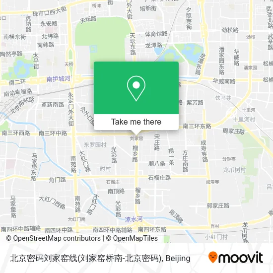 北京密码刘家窑线(刘家窑桥南-北京密码) map