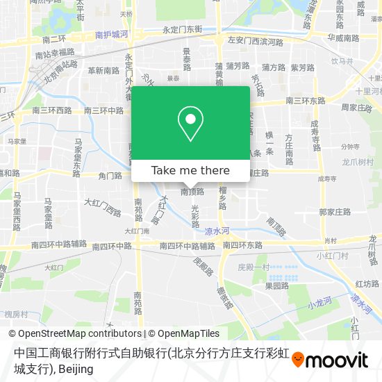 中国工商银行附行式自助银行(北京分行方庄支行彩虹城支行) map