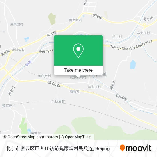 北京市密云区巨各庄镇前焦家坞村民兵连 map