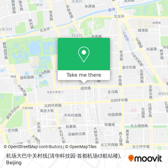 机场大巴中关村线(清华科技园-首都机场t3航站楼) map