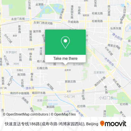 快速直达专线186路(成寿寺路-鸿博家园西站) map