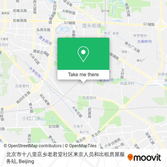 北京市十八里店乡老君堂社区来京人员和出租房屋服务站 map