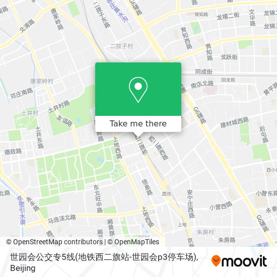 世园会公交专5线(地铁西二旗站-世园会p3停车场) map
