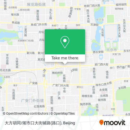 大方胡同/闹市口大街辅路(路口) map
