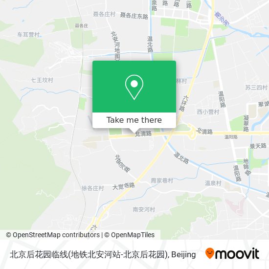 北京后花园临线(地铁北安河站-北京后花园) map