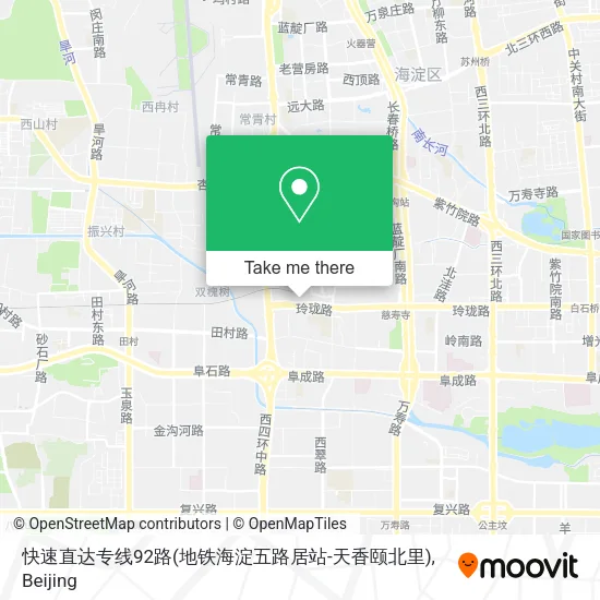 快速直达专线92路(地铁海淀五路居站-天香颐北里) map