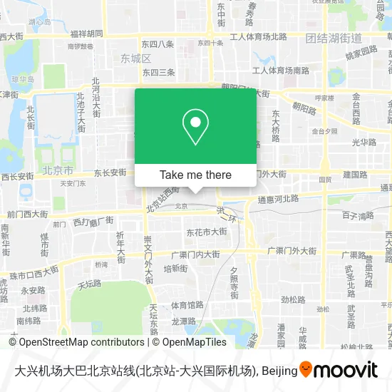 大兴机场大巴北京站线(北京站-大兴国际机场) map