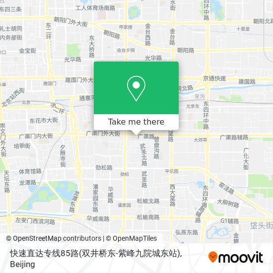 快速直达专线85路(双井桥东-紫峰九院城东站) map
