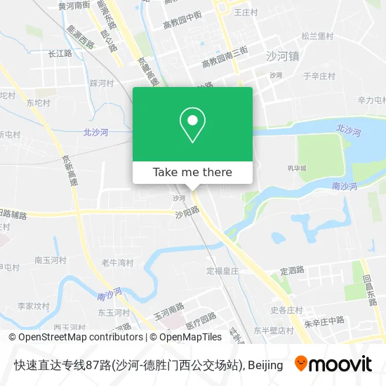 快速直达专线87路(沙河-德胜门西公交场站) map