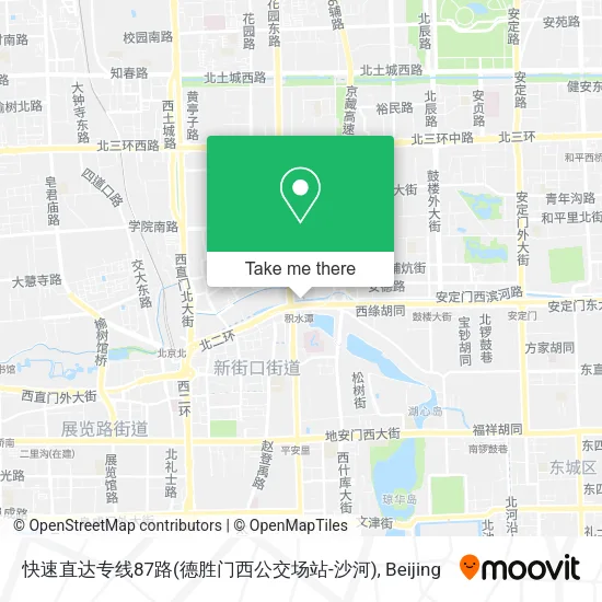 快速直达专线87路(德胜门西公交场站-沙河) map