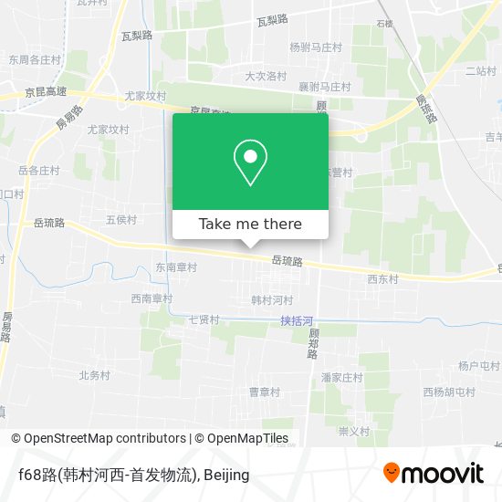 f68路(韩村河西-首发物流) map