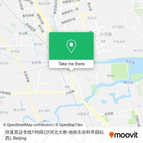 快速直达专线199路(沙河北大桥-地铁生命科学园站西) map