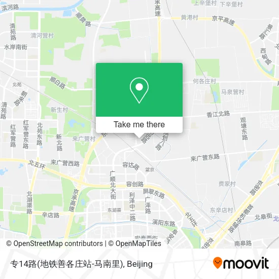 专14路(地铁善各庄站-马南里) map