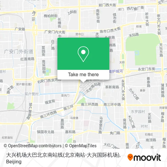 大兴机场大巴北京南站线(北京南站-大兴国际机场) map