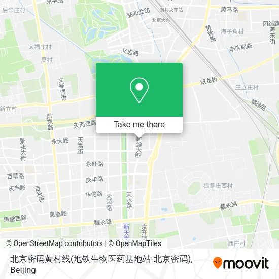 北京密码黄村线(地铁生物医药基地站-北京密码) map