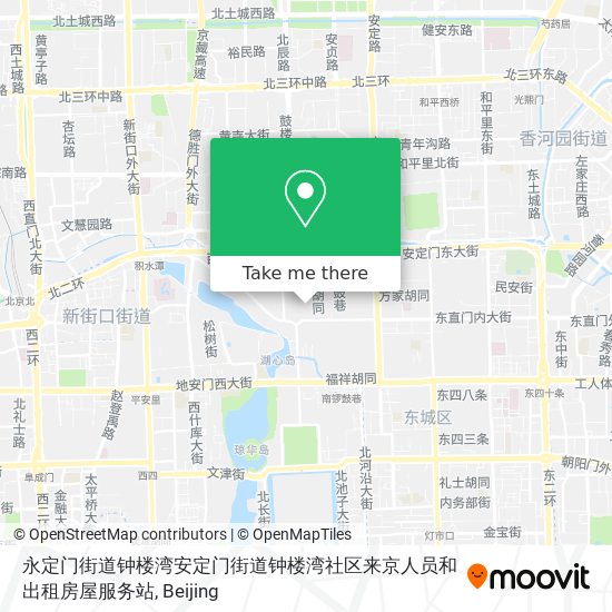 永定门街道钟楼湾安定门街道钟楼湾社区来京人员和出租房屋服务站 map