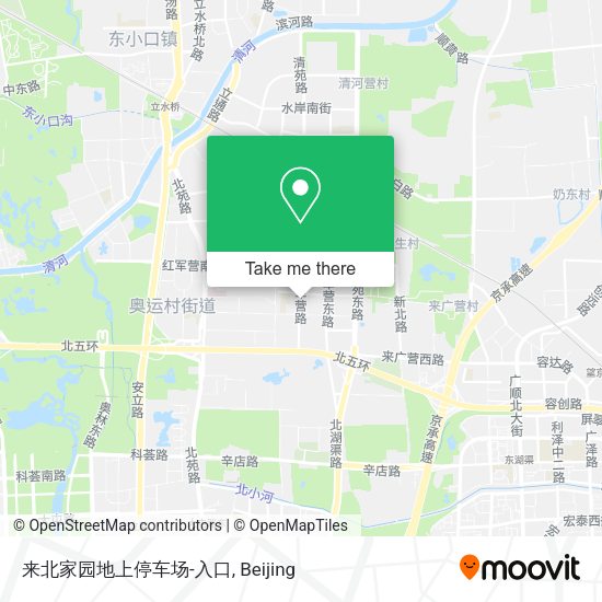 来北家园地上停车场-入口 map