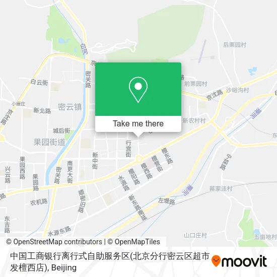中国工商银行离行式自助服务区(北京分行密云区超市发檀西店) map