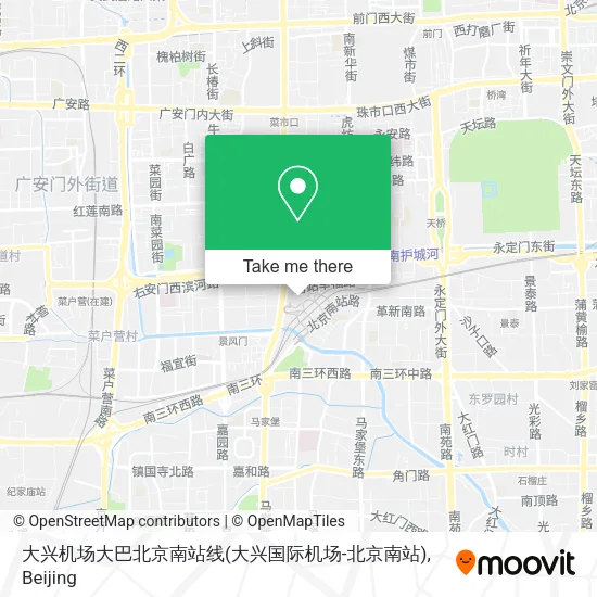 大兴机场大巴北京南站线(大兴国际机场-北京南站) map