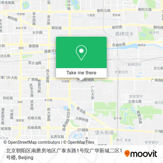 北京朝阳区南磨房地区广泰东路1号院广华新城二区1号楼 map