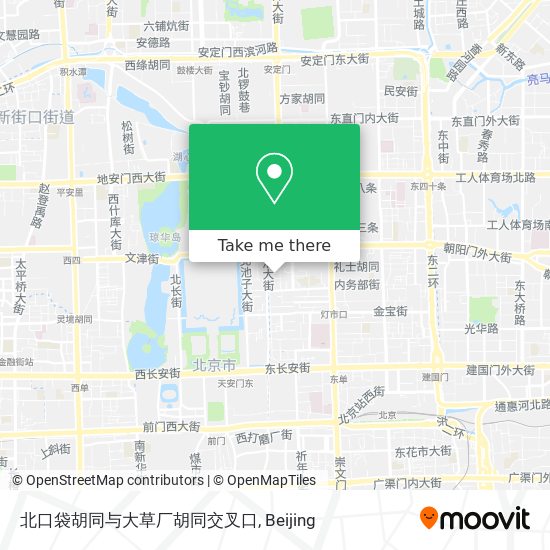 北口袋胡同与大草厂胡同交叉口 map