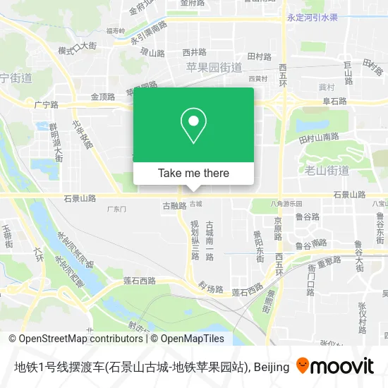 地铁1号线摆渡车(石景山古城-地铁苹果园站) map