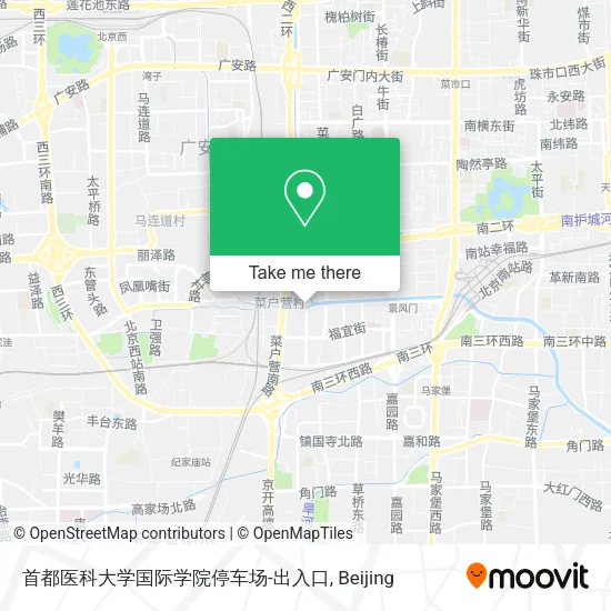 首都医科大学国际学院停车场-出入口 map