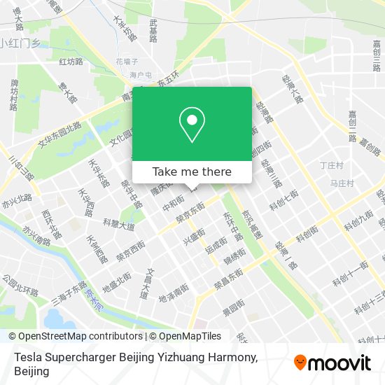Tesla Supercharger Beijing Yizhuang Harmony map
