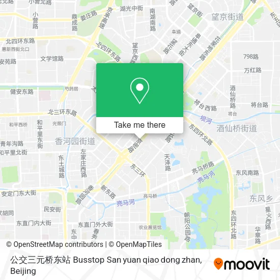 公交三元桥东站 Busstop San yuan qiao dong zhan map