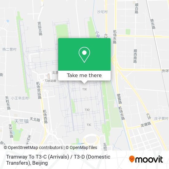 Tramway To T3-C (Arrivals) / T3-D (Domestic Transfers) map