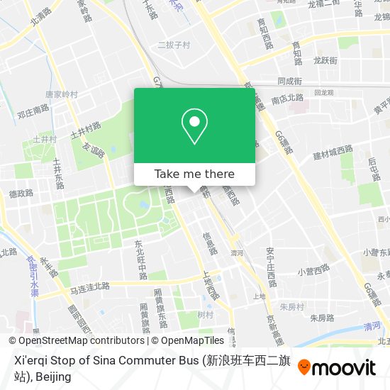 Xi'erqi Stop of Sina Commuter Bus (新浪班车西二旗站) map