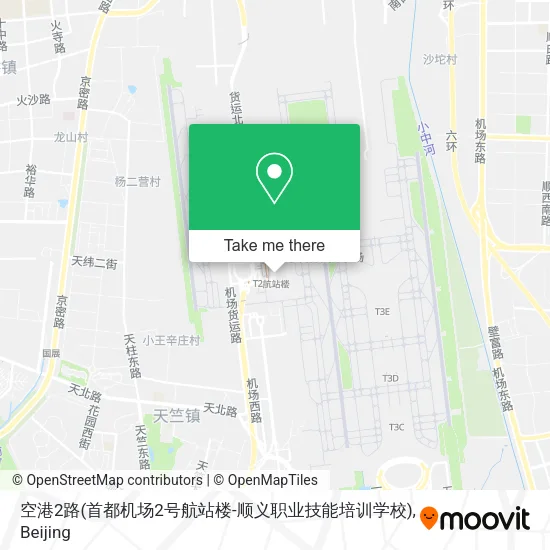 空港2路(首都机场2号航站楼-顺义职业技能培训学校) map