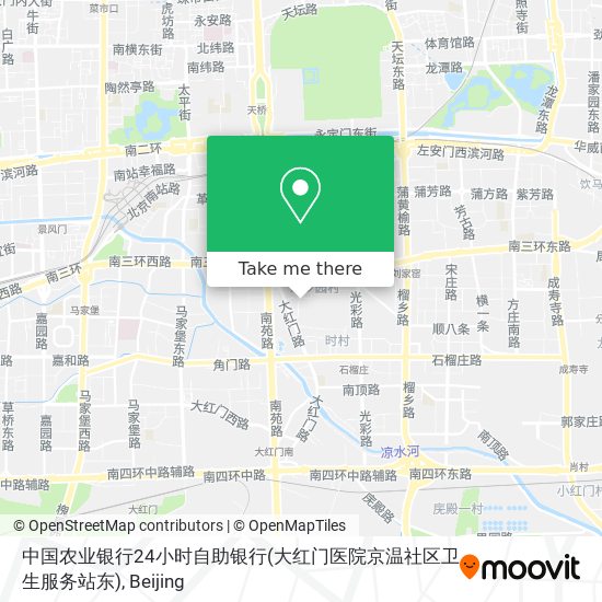 中国农业银行24小时自助银行(大红门医院京温社区卫生服务站东) map