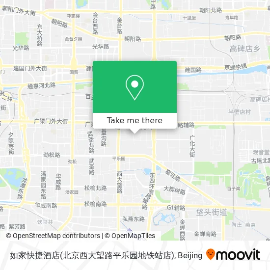 如家快捷酒店(北京西大望路平乐园地铁站店) map