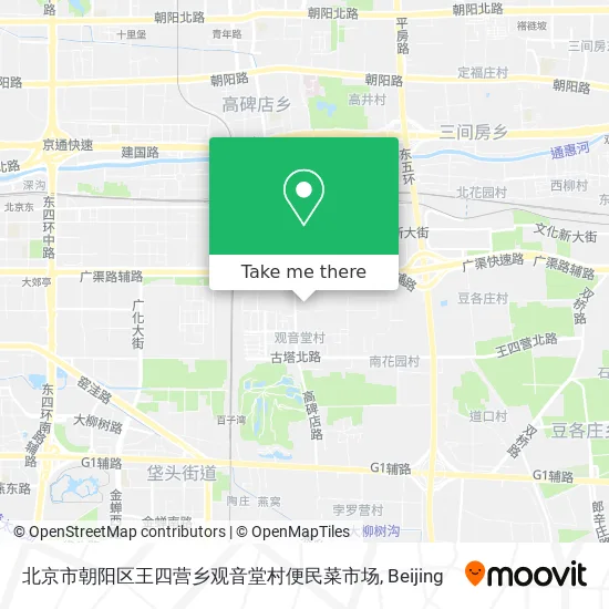 北京市朝阳区王四营乡观音堂村便民菜市场 map